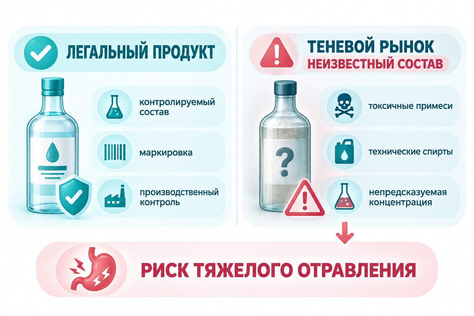 Инфографика сравнение легального и подпольного алкоголя