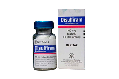 Коробка и флакон препарата Дисульфирам